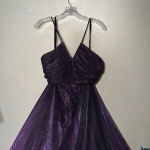 Alfred Angelo Vtg Flirtations Purple Metallic Ruched Gown 80s Prom Dress 9/10